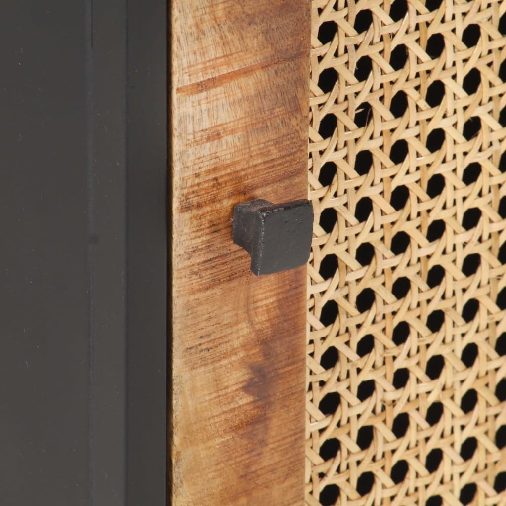 Nachtkastje 40x30x50 cm ruw mangohout en natuurlijk riet is nu te koop bij PeponiXL, paradijselijk wonen!