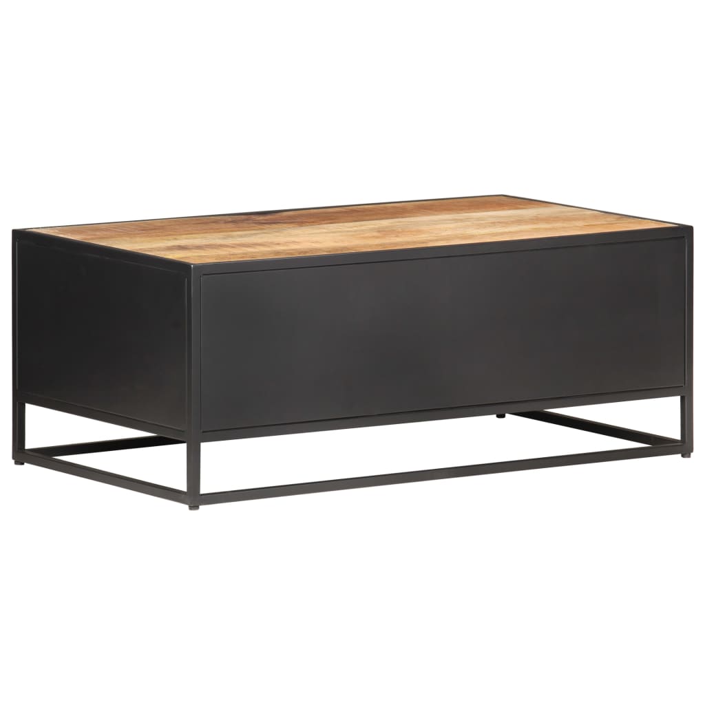 Salontafel 90x50x35 cm ruw mangohout en natuurlijk riet is nu te koop bij PeponiXL, paradijselijk wonen!