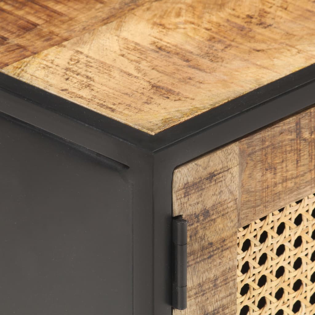 Tv-meubel 90x30x40 cm ruw mangohout en natuurlijk riet is nu te koop bij PeponiXL, paradijselijk wonen!