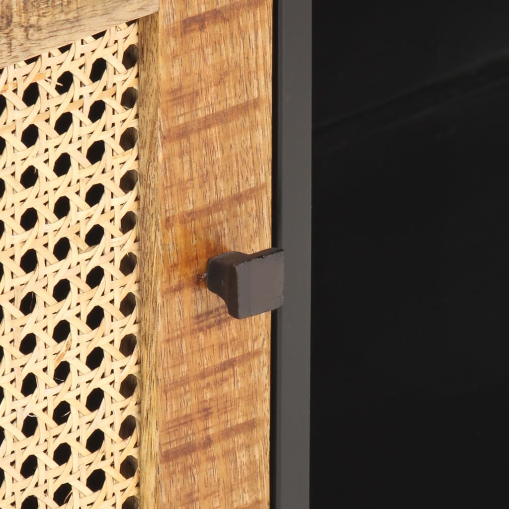 Tv-meubel 90x30x40 cm ruw mangohout en natuurlijk riet is nu te koop bij PeponiXL, paradijselijk wonen!