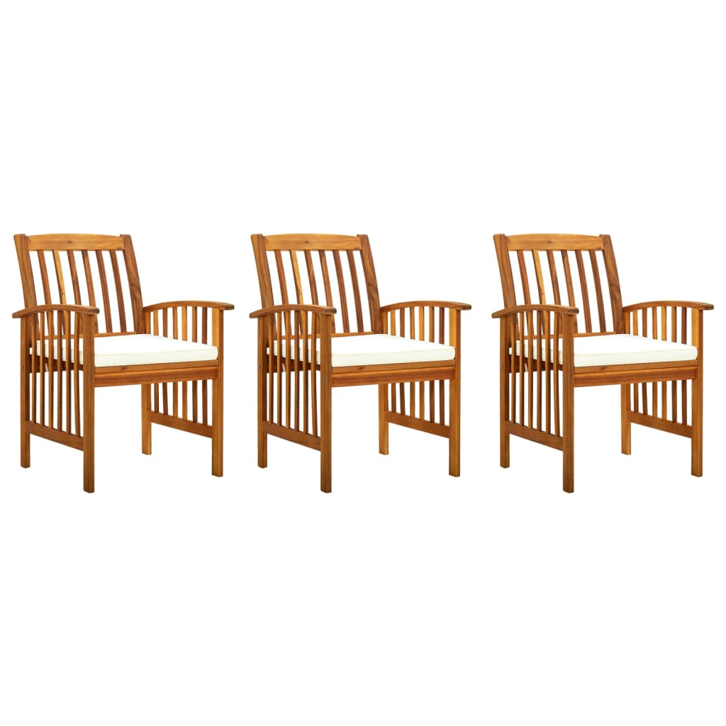 Tuinstoelen 3 st met kussens massief acaciahout is nu te koop bij PeponiXL, paradijselijk wonen!