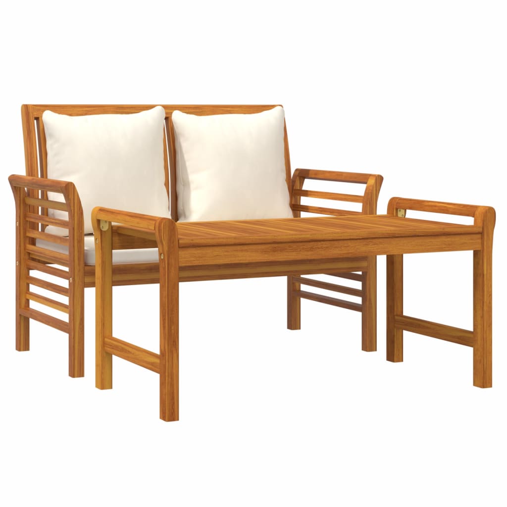 2-delige Loungeset met crèmewitte kussens massief hout is nu te koop bij PeponiXL, paradijselijk wonen!
