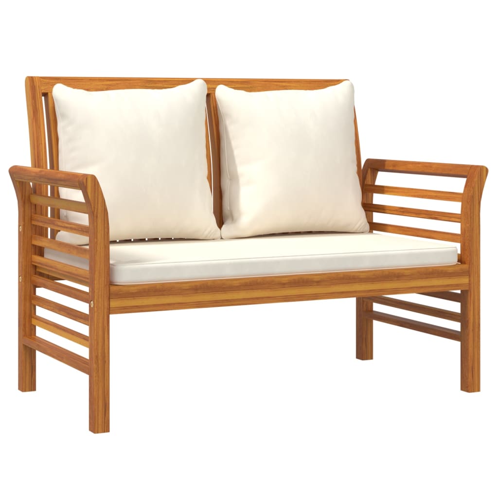 2-delige Loungeset met crèmewitte kussens massief hout is nu te koop bij PeponiXL, paradijselijk wonen!