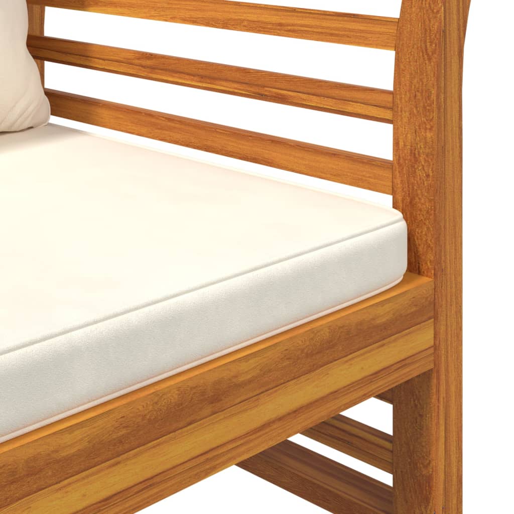 2-delige Loungeset met crèmewitte kussens massief hout is nu te koop bij PeponiXL, paradijselijk wonen!