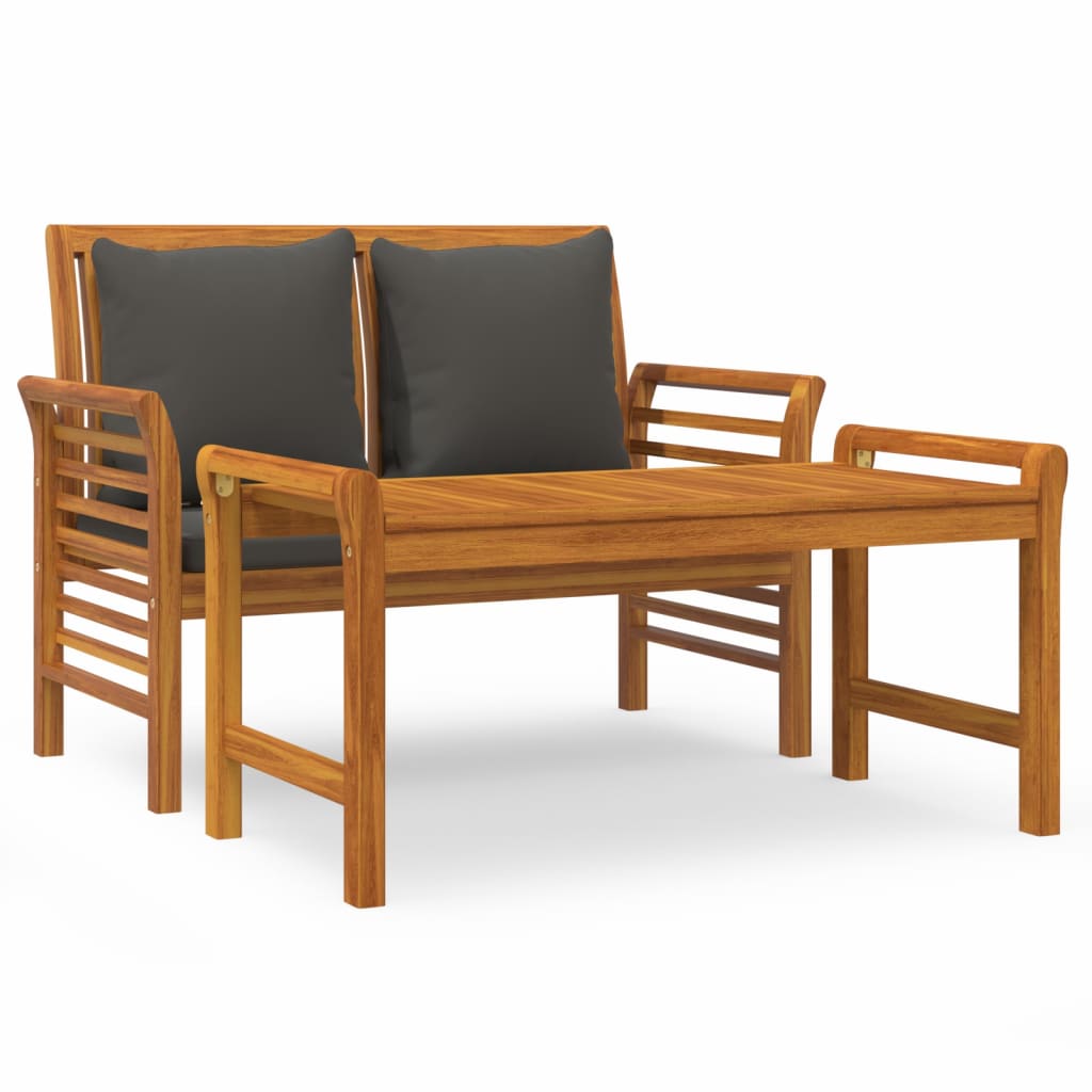 2-delige Loungeset met donkergrijze kussens massief hout is nu te koop bij PeponiXL, paradijselijk wonen!