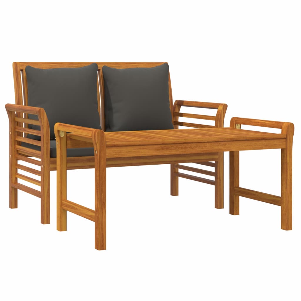 2-delige Loungeset met donkergrijze kussens massief hout is nu te koop bij PeponiXL, paradijselijk wonen!