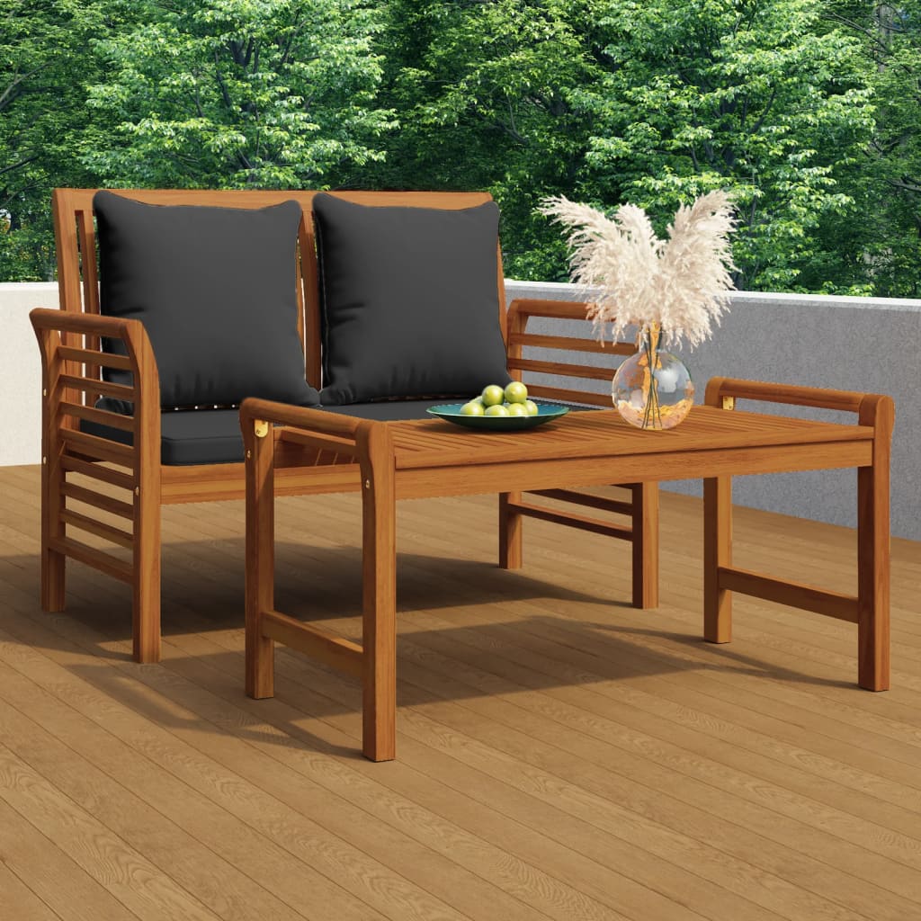 2-delige Loungeset met donkergrijze kussens massief hout is nu te koop bij PeponiXL, paradijselijk wonen!