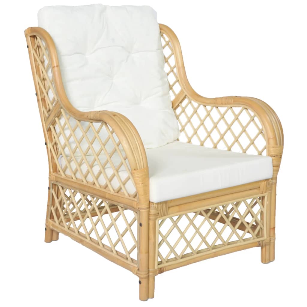 Stoel met kussen natuurlijk rattan en linnen is nu te koop bij PeponiXL, paradijselijk wonen!