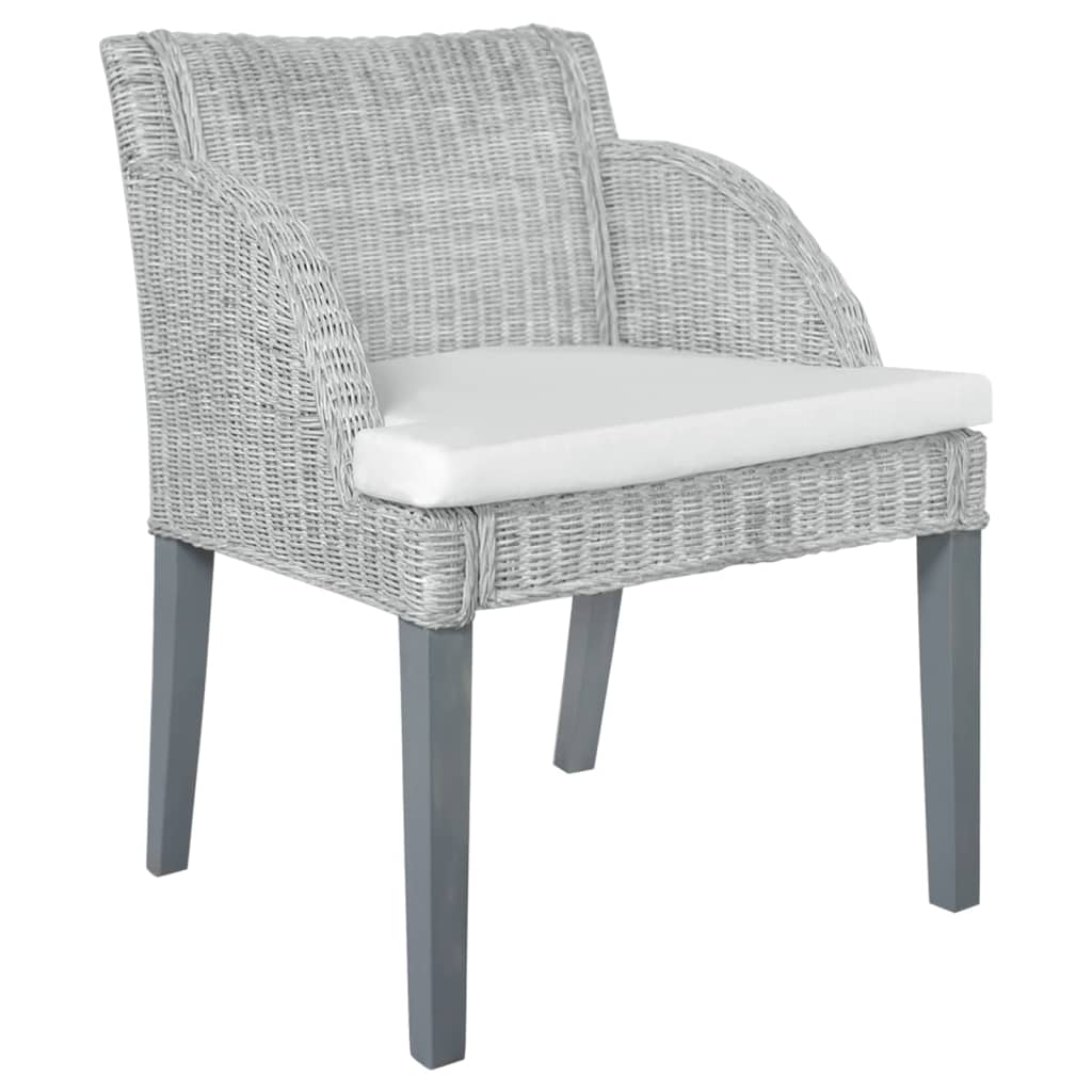 Eetkamerstoel met kussen natuurlijk rattan grijs is nu te koop bij PeponiXL, paradijselijk wonen!