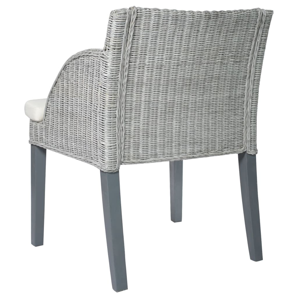 Eetkamerstoel met kussen natuurlijk rattan grijs is nu te koop bij PeponiXL, paradijselijk wonen!