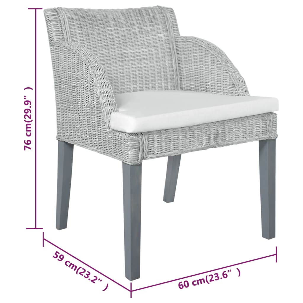 Eetkamerstoel met kussen natuurlijk rattan grijs is nu te koop bij PeponiXL, paradijselijk wonen!