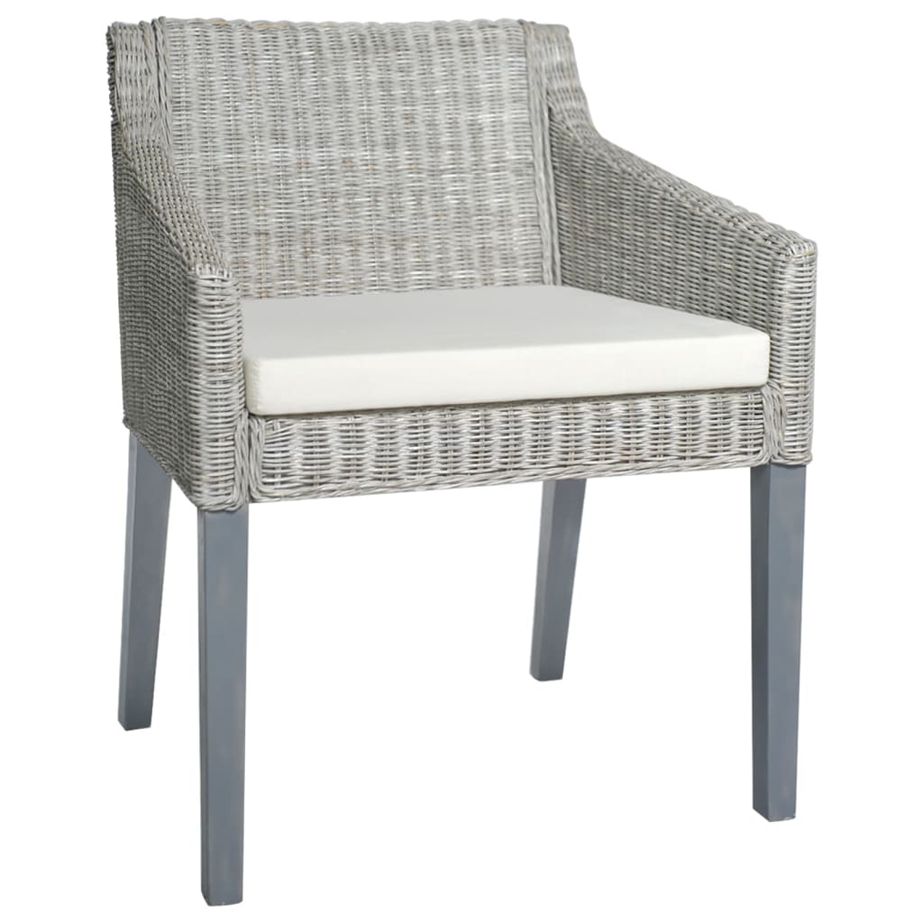 Eetkamerstoel met kussen natuurlijk rattan grijs is nu te koop bij PeponiXL, paradijselijk wonen!