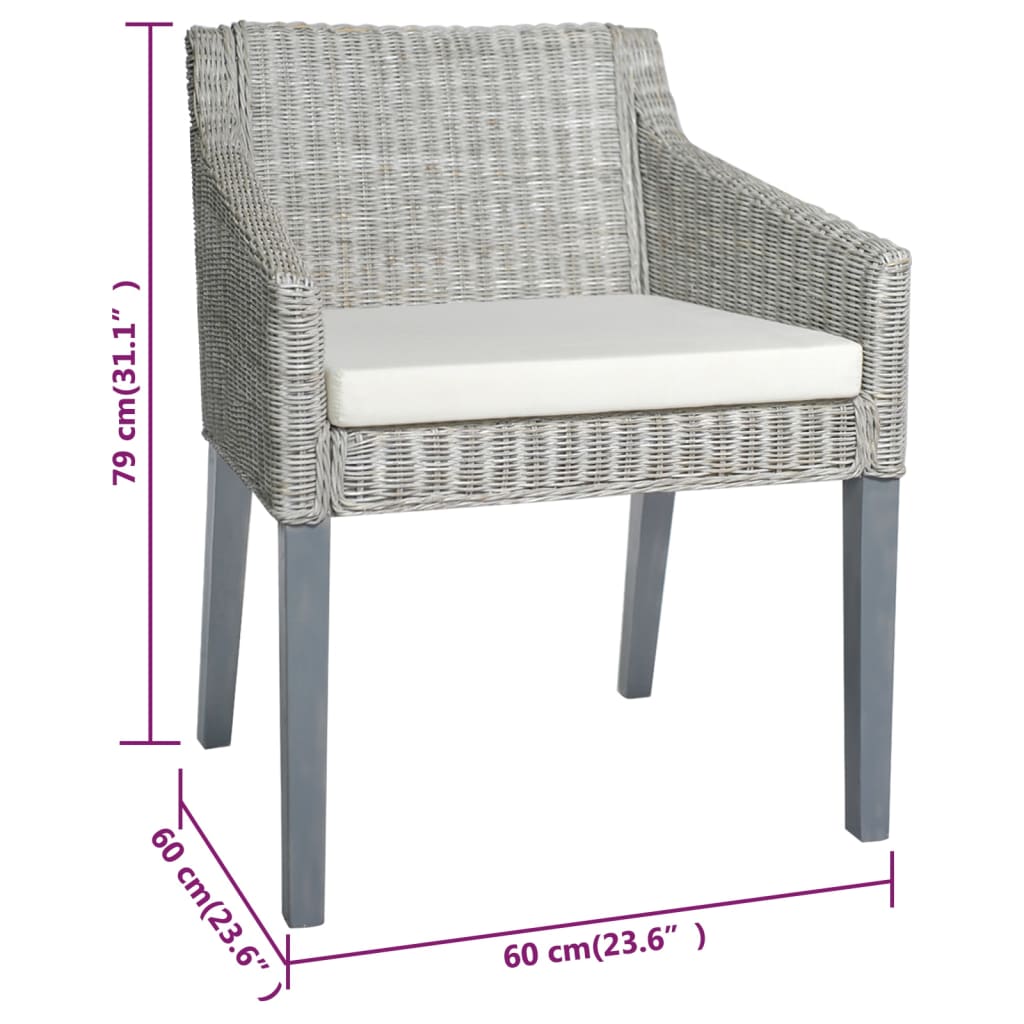 Eetkamerstoel met kussen natuurlijk rattan grijs is nu te koop bij PeponiXL, paradijselijk wonen!