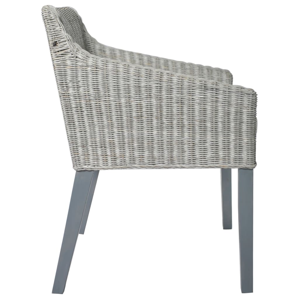 Eetkamerstoelen 2 st met kussens natuurlijk rattan grijs is nu te koop bij PeponiXL, paradijselijk wonen!