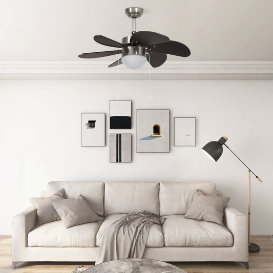 Plafondventilator met lamp 76 cm donkerbruin is nu te koop bij PeponiXL, paradijselijk wonen!