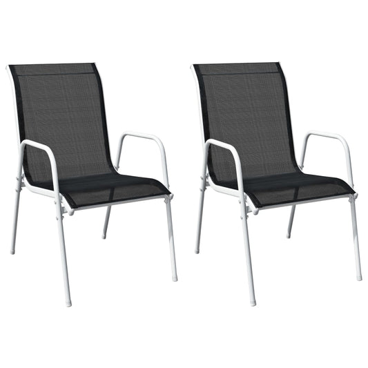 Tuinstoelen stapelbaar 2 st staal en textileen zwart is nu te koop bij PeponiXL, paradijselijk wonen!