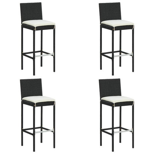 Tuinbarkrukken met kussens 4 st poly rattan zwart is nu te koop bij PeponiXL, paradijselijk wonen!