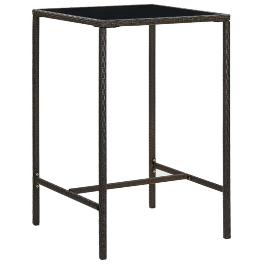 Tuinbartafel 70x70x110 cm poly rattan en glas bruin is nu te koop bij PeponiXL, paradijselijk wonen!