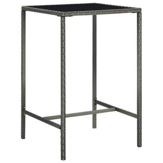 Tuinbartafel 70x70x110 cm poly rattan en glas grijs is nu te koop bij PeponiXL, paradijselijk wonen!