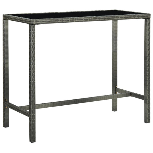 Tuinbartafel 130x60x110 cm poly rattan en glas grijs is nu te koop bij PeponiXL, paradijselijk wonen!