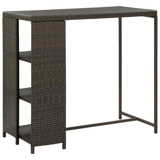 Bartafel met opbergrek 120x60x110 cm poly rattan bruin is nu te koop bij PeponiXL, paradijselijk wonen!