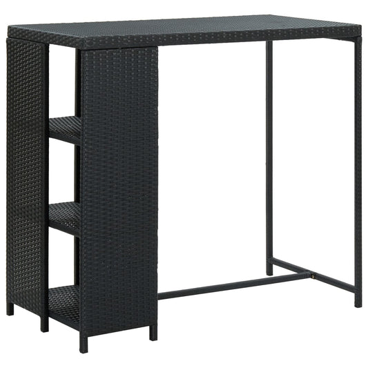 Bartafel met opbergrek 120x60x110 cm poly rattan zwart is nu te koop bij PeponiXL, paradijselijk wonen!