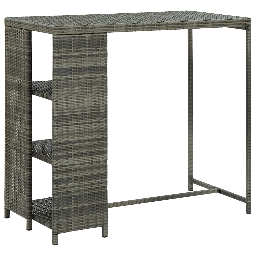 Bartafel met opbergrek 120x60x110 cm poly rattan grijs is nu te koop bij PeponiXL, paradijselijk wonen!