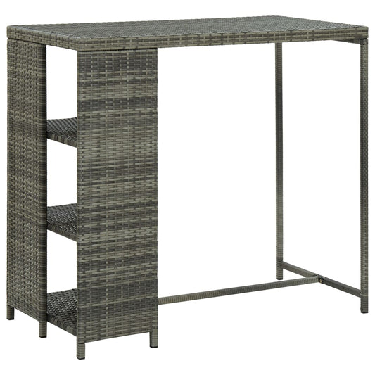 Bartafel met opbergrek 120x60x110 cm poly rattan grijs is nu te koop bij PeponiXL, paradijselijk wonen!