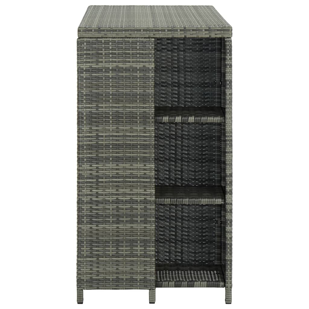 Bartafel met opbergrek 120x60x110 cm poly rattan grijs is nu te koop bij PeponiXL, paradijselijk wonen!