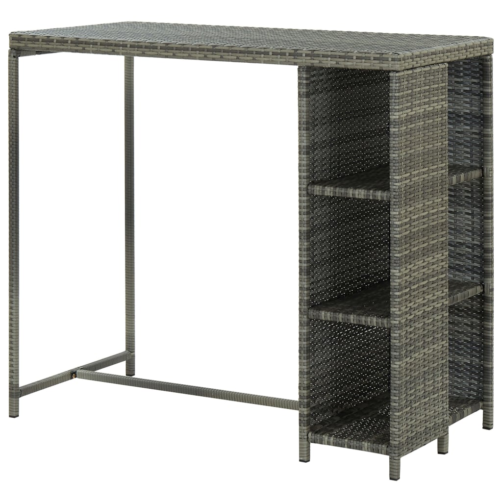Bartafel met opbergrek 120x60x110 cm poly rattan grijs is nu te koop bij PeponiXL, paradijselijk wonen!