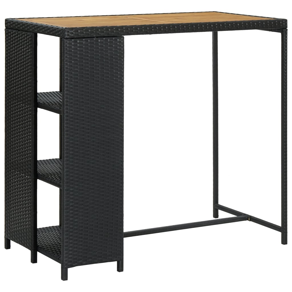 Bartafel met opbergrek 120x60x110 cm poly rattan zwart is nu te koop bij PeponiXL, paradijselijk wonen!