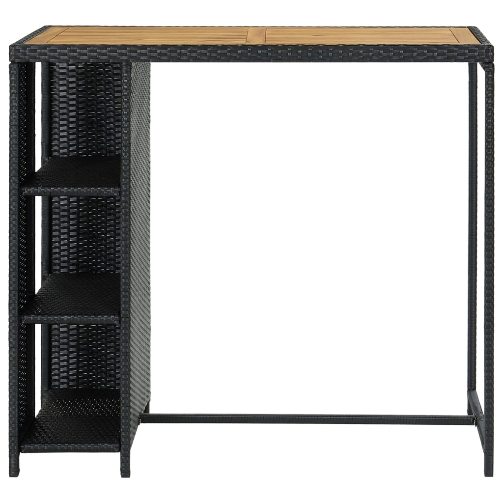 Bartafel met opbergrek 120x60x110 cm poly rattan zwart is nu te koop bij PeponiXL, paradijselijk wonen!