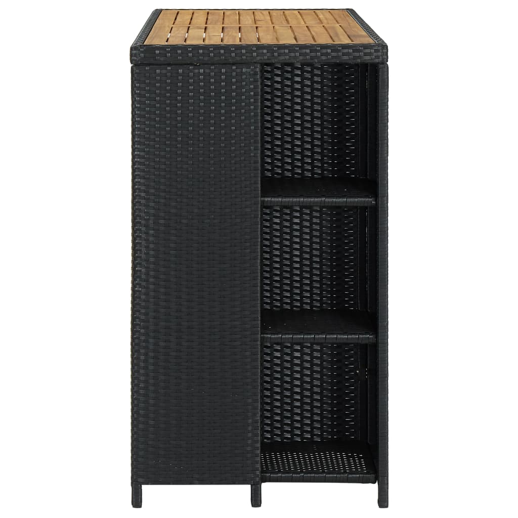 Bartafel met opbergrek 120x60x110 cm poly rattan zwart is nu te koop bij PeponiXL, paradijselijk wonen!
