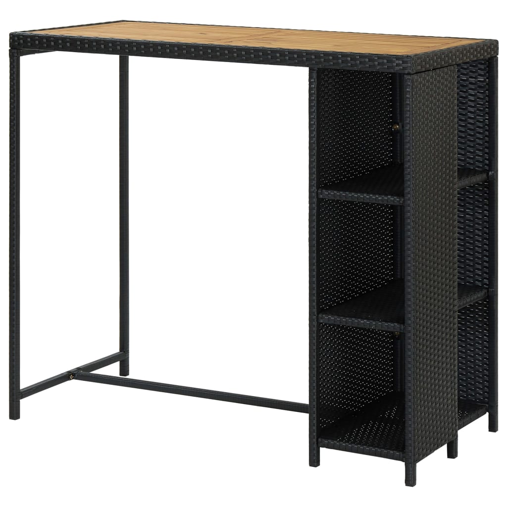 Bartafel met opbergrek 120x60x110 cm poly rattan zwart is nu te koop bij PeponiXL, paradijselijk wonen!