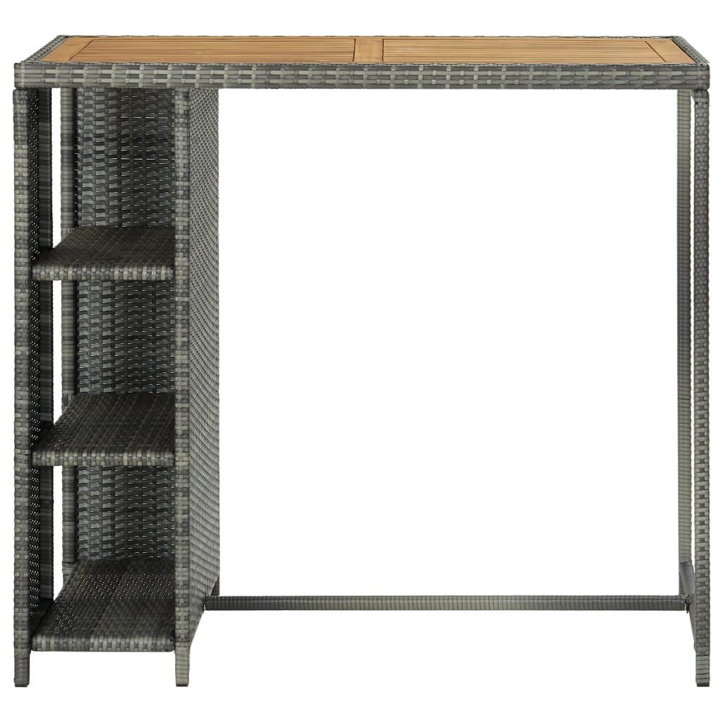 Bartafel met opbergrek 120x60x110 cm poly rattan grijs is nu te koop bij PeponiXL, paradijselijk wonen!