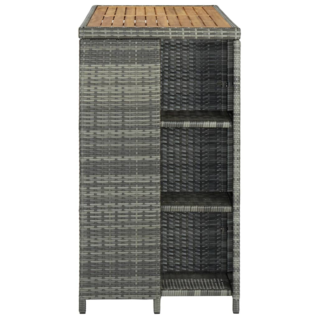 Bartafel met opbergrek 120x60x110 cm poly rattan grijs is nu te koop bij PeponiXL, paradijselijk wonen!