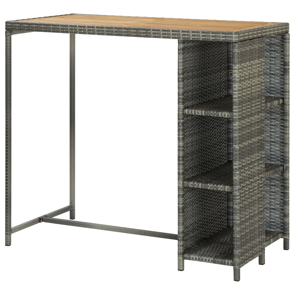 Bartafel met opbergrek 120x60x110 cm poly rattan grijs is nu te koop bij PeponiXL, paradijselijk wonen!