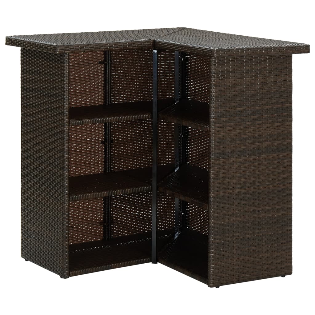 Hoekbartafel 100x50x105 cm poly rattan bruin is nu te koop bij PeponiXL, paradijselijk wonen!