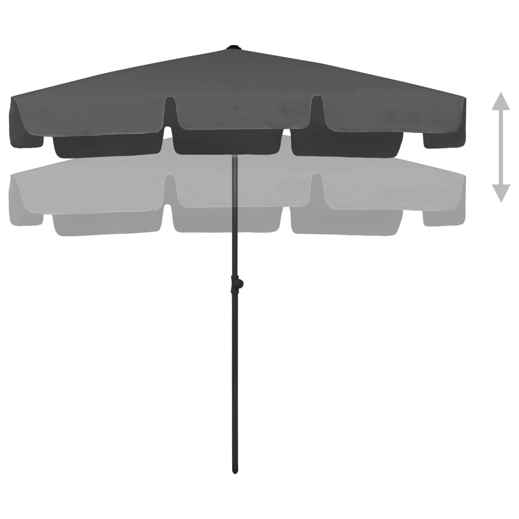 Strandparasol 200x125 cm antracietkleurig is nu te koop bij PeponiXL, paradijselijk wonen!