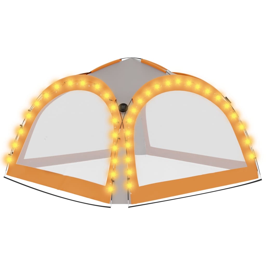 Partytent met LED en 4 zijwanden 3,6x3,6x2,3 m grijs en oranje is nu te koop bij PeponiXL, paradijselijk wonen!