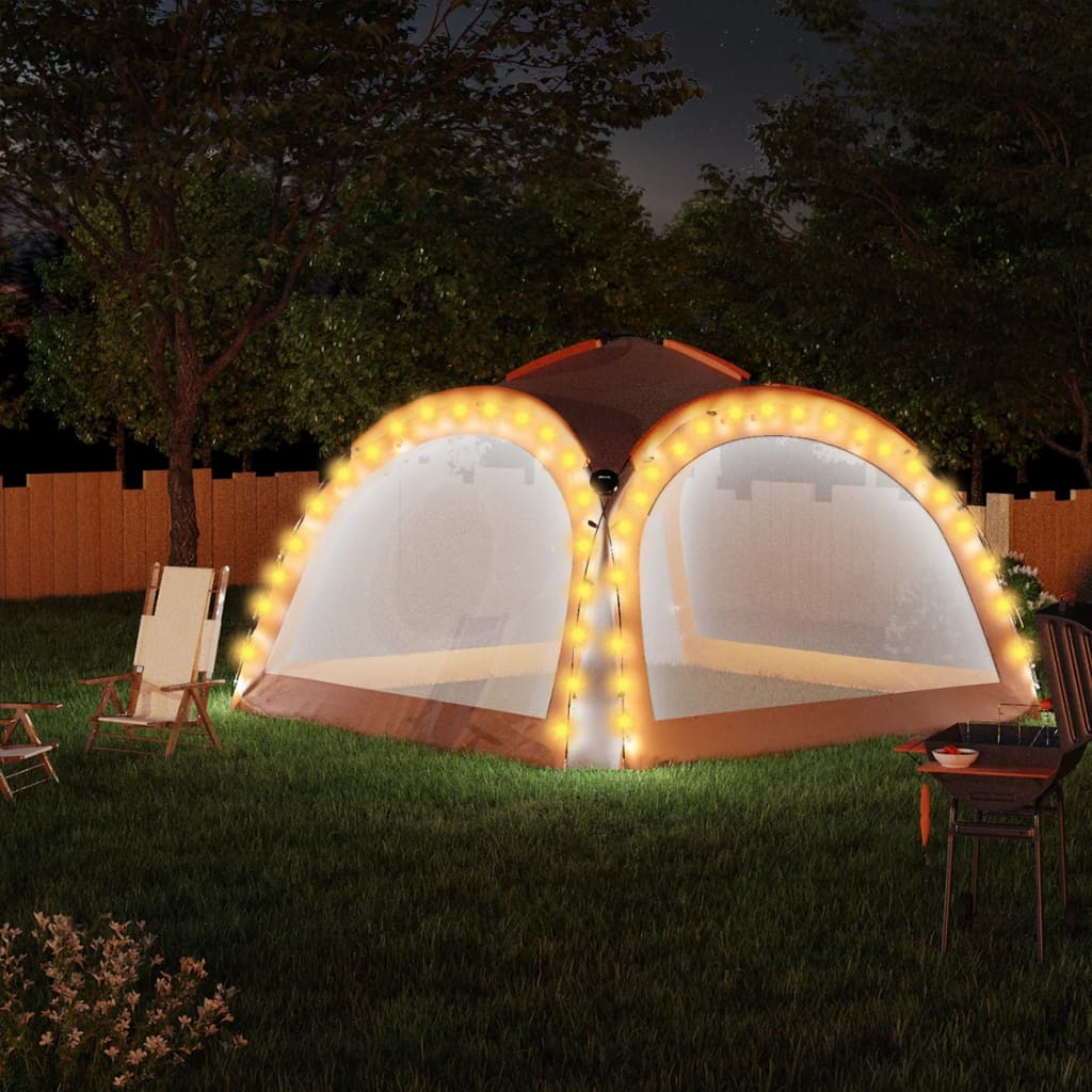 Partytent met LED en 4 zijwanden 3,6x3,6x2,3 m grijs en oranje is nu te koop bij PeponiXL, paradijselijk wonen!