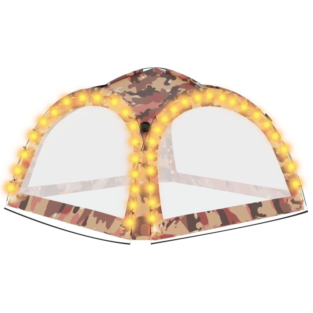 Partytent met LED en 4 zijwanden 3,6x3,6x2,3 m camouflage is nu te koop bij PeponiXL, paradijselijk wonen!