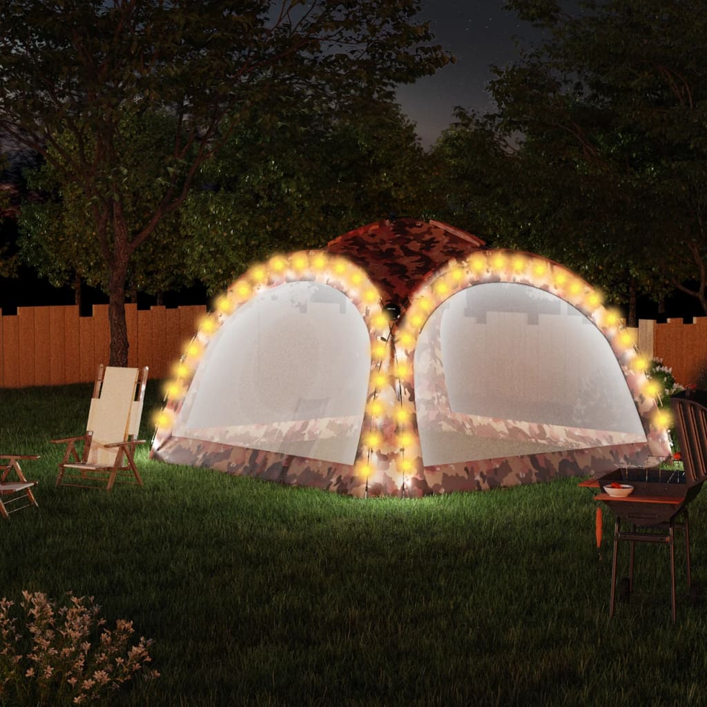 Partytent met LED en 4 zijwanden 3,6x3,6x2,3 m camouflage is nu te koop bij PeponiXL, paradijselijk wonen!