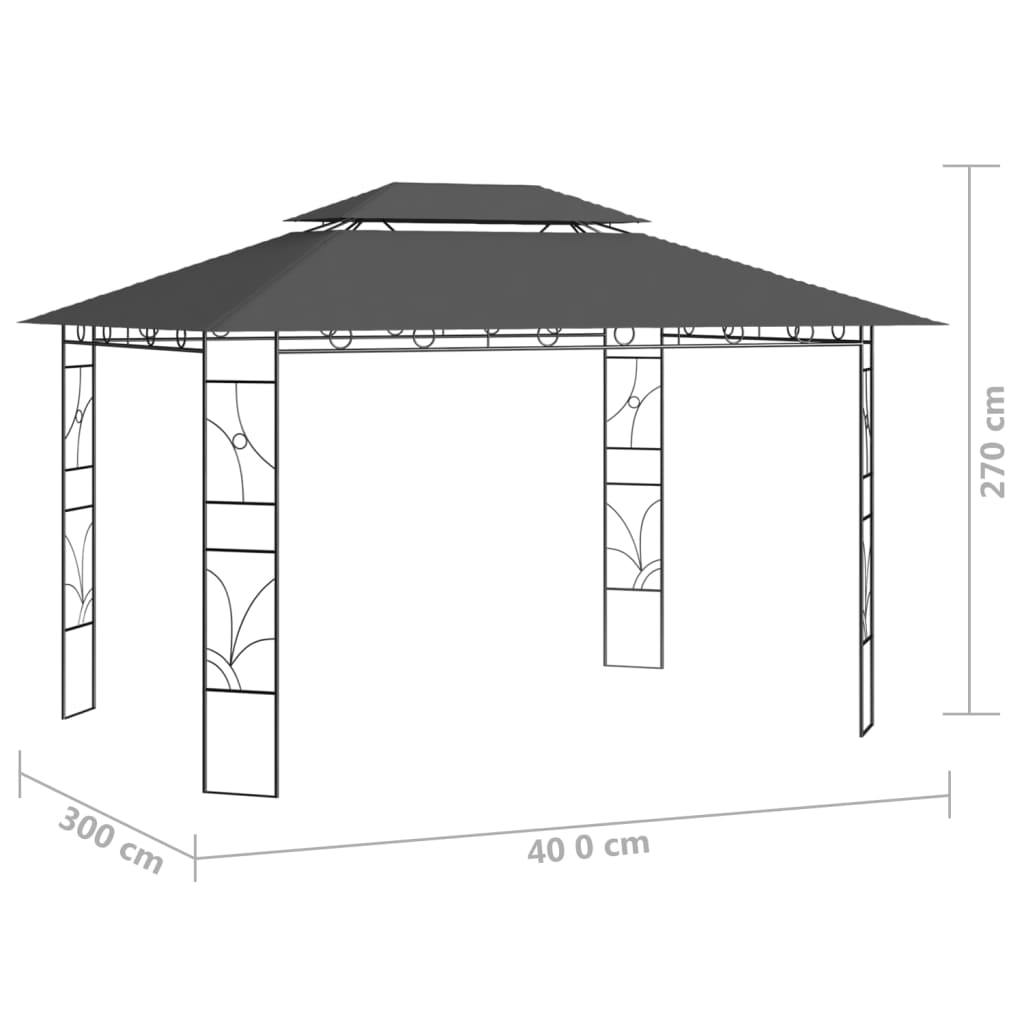 Prieel 160 g/m² 4x3x2,7 m antracietkleurig is nu te koop bij PeponiXL, paradijselijk wonen!