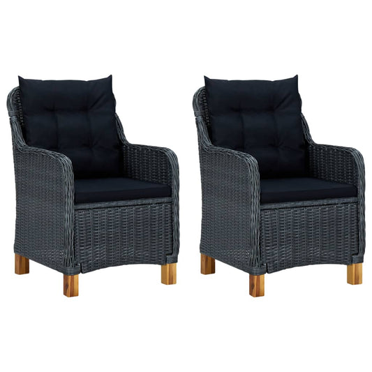 Tuinstoelen 2 st met kussens poly rattan donkergrijs is nu te koop bij PeponiXL, paradijselijk wonen!