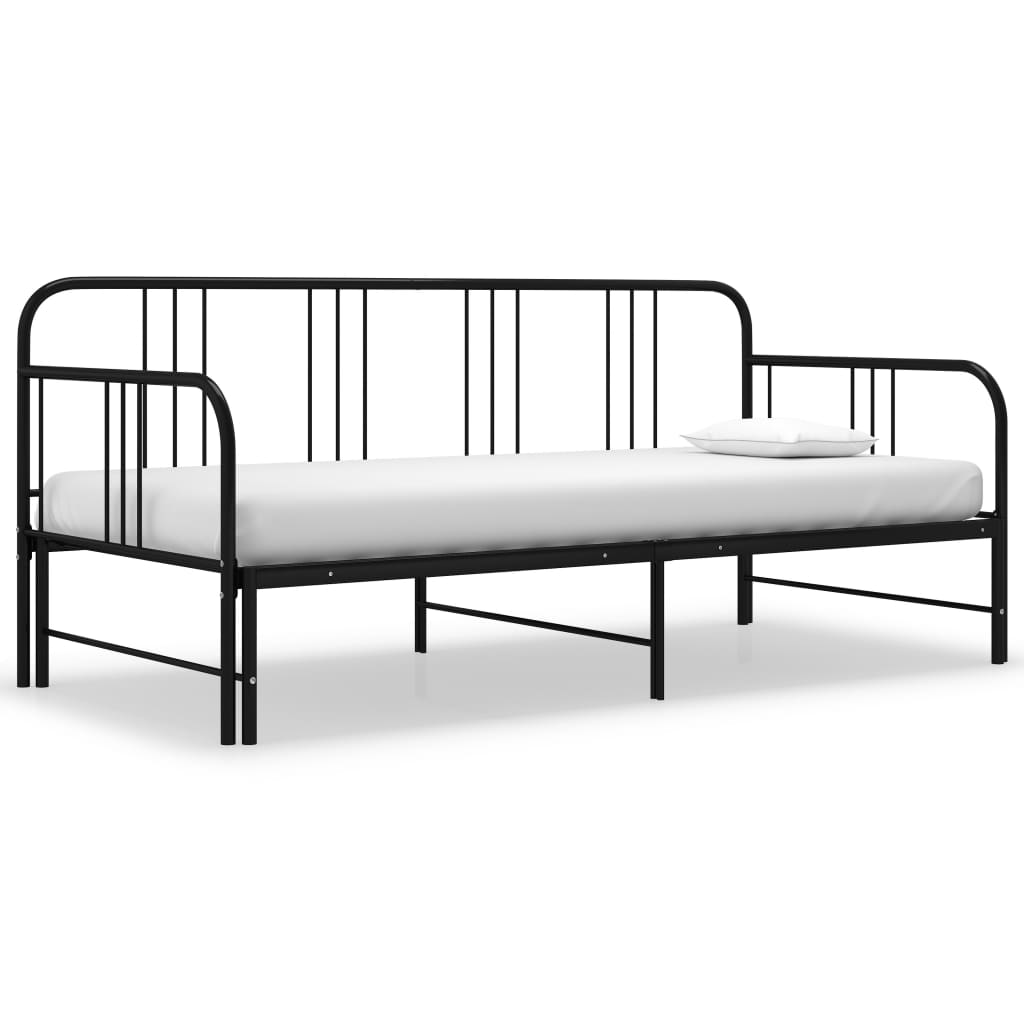 Slaapbank uittrekbaar metaal zwart 90x200 cm is nu te koop bij PeponiXL, paradijselijk wonen!