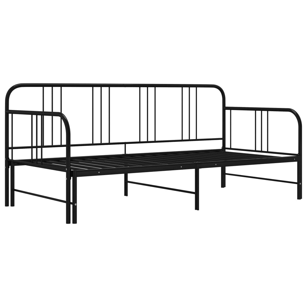 Slaapbank uittrekbaar metaal zwart 90x200 cm is nu te koop bij PeponiXL, paradijselijk wonen!