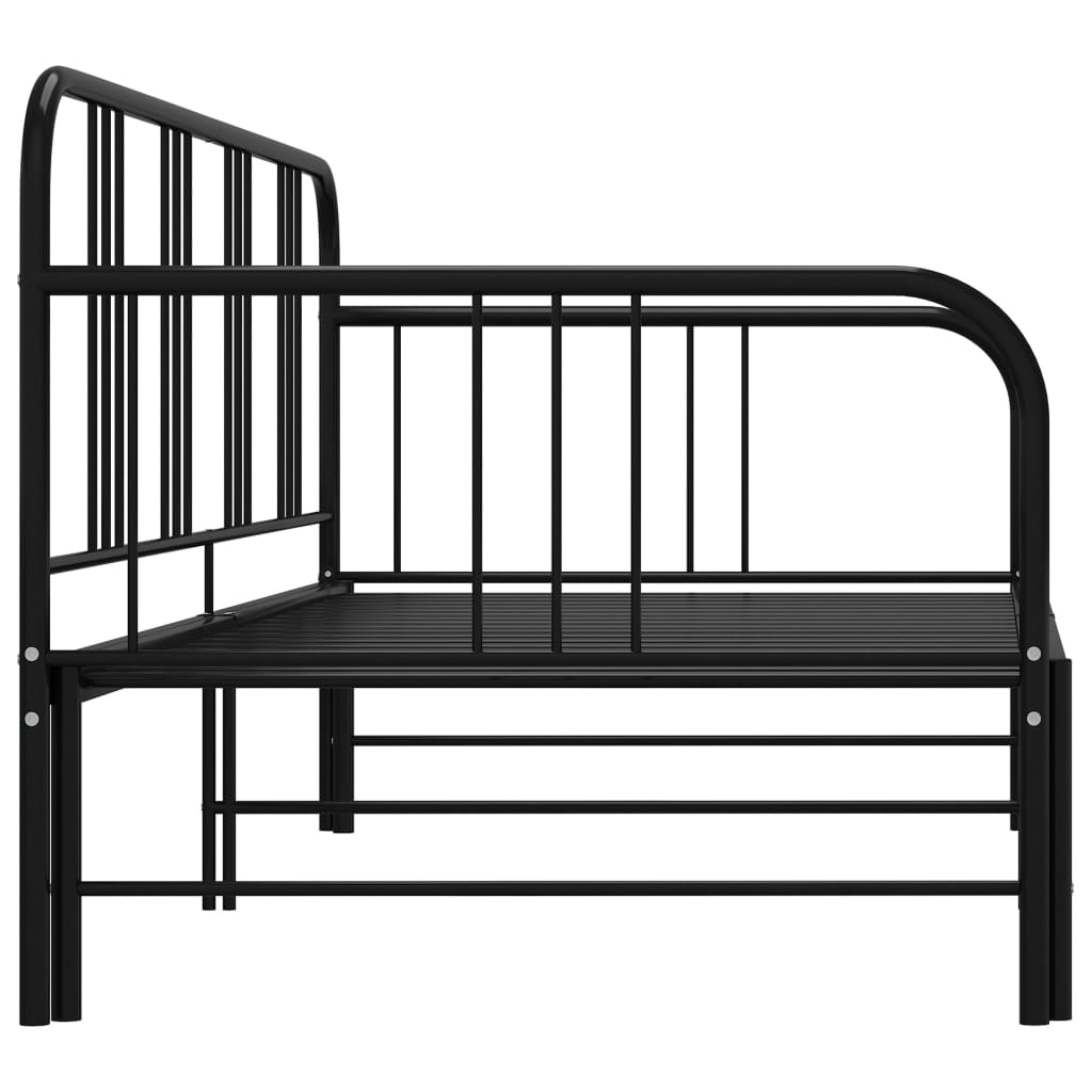 Slaapbank uittrekbaar metaal zwart 90x200 cm is nu te koop bij PeponiXL, paradijselijk wonen!