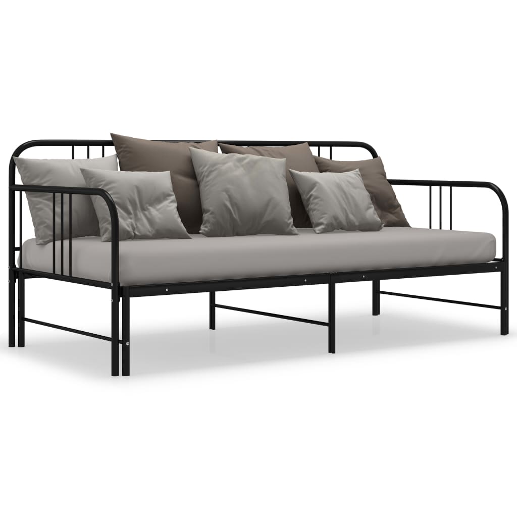 Slaapbank uittrekbaar metaal zwart 90x200 cm is nu te koop bij PeponiXL, paradijselijk wonen!