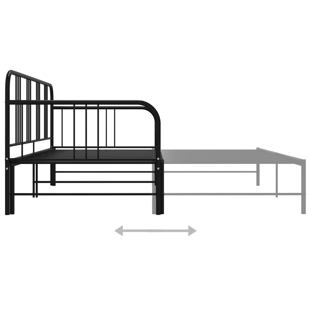 Slaapbank uittrekbaar metaal zwart 90x200 cm is nu te koop bij PeponiXL, paradijselijk wonen!